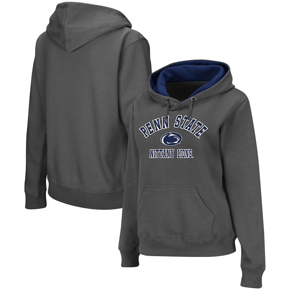 Women's Charcoal Penn State Nittany Lions Arch & Logo 2 Pullover Hoodie