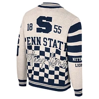 Women's Colosseum Cream Penn State Nittany Lions Jacquard Full-Zip Sweater