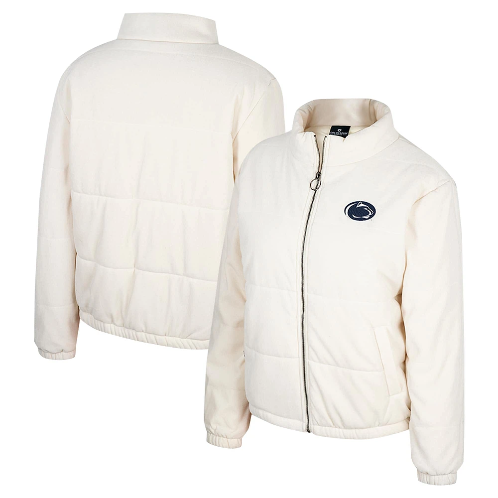 Women's Colosseum Cream Penn State Nittany Lions So Hot Right Now Quilted Puffer Full-Zip Jacket