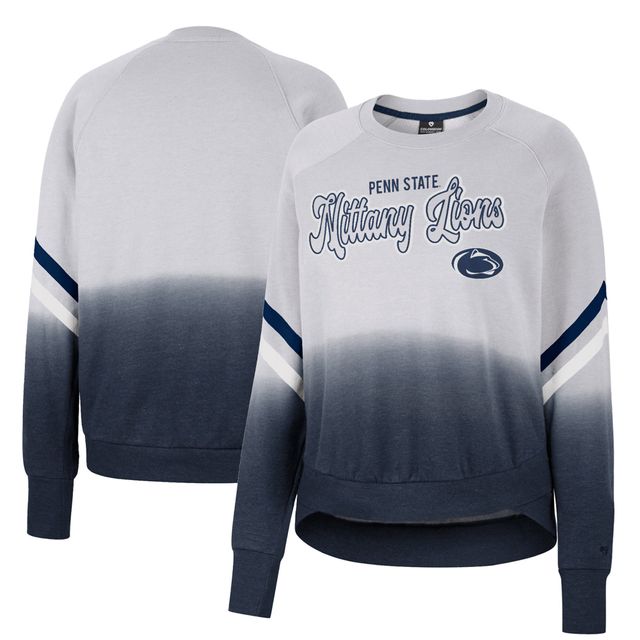 Colosseum Grey Penn State Nittany Lions Cue Cards Dip-Dye Raglan Sweat-shirt pour femme