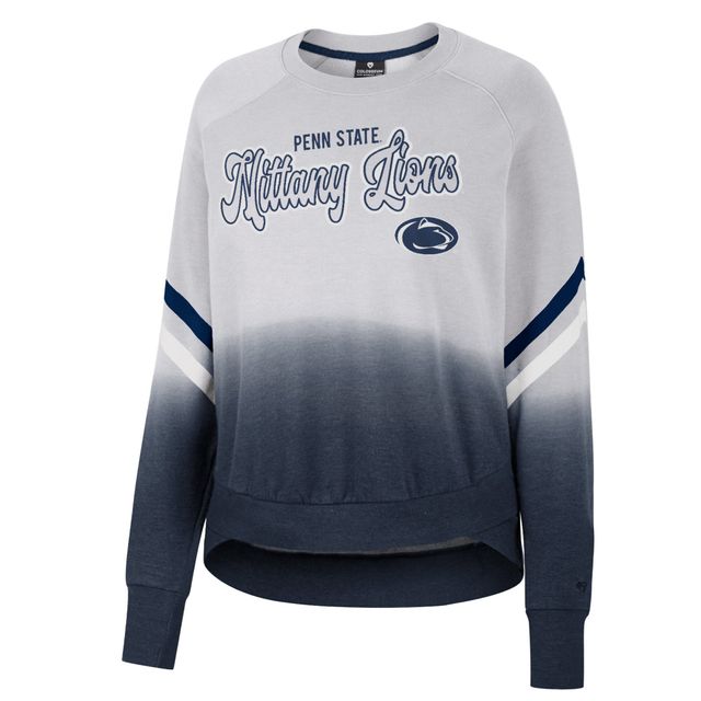 Colosseum Grey Penn State Nittany Lions Cue Cards Dip-Dye Raglan Sweat-shirt pour femme