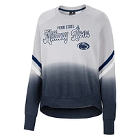 Women's Colosseum Gray Penn State Nittany Lions Cue Cards Dip-Dye Raglan Pullover Sweatshirt