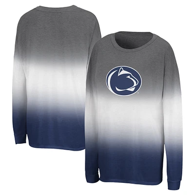 T-shirt à manches longues Winkle Dip Dye gris Colosseum pour femme Penn State Nittany Lions