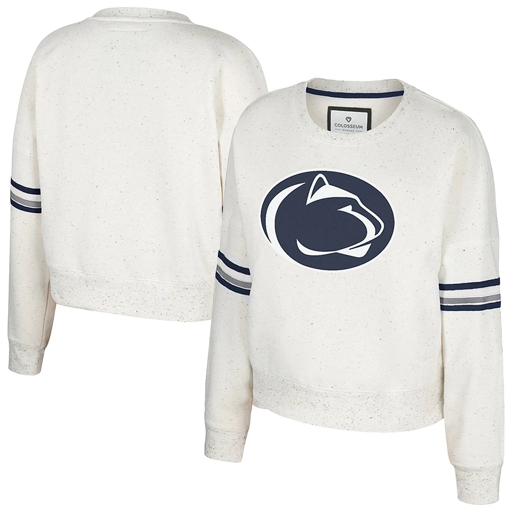 Women's Colosseum Natural Penn State Nittany Lions Novelist Speckle Fleece Pullover Sweatshirt