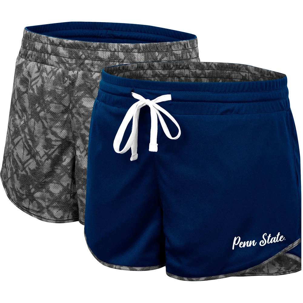 Women's Colosseum Navy/Charcoal Penn State Nittany Lions Fun Stuff Reversible Shorts