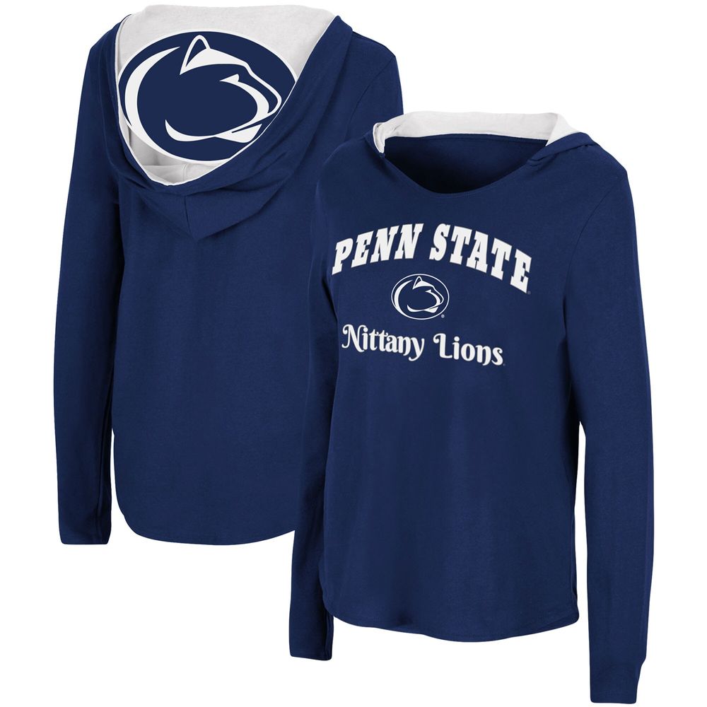 Women's Colosseum Navy Penn State Nittany Lions Catalina Hoodie Long Sleeve T-Shirt