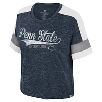 T-shirt à col rond et blocs de couleurs pour femme Colosseum Navy Penn State Nittany Lions