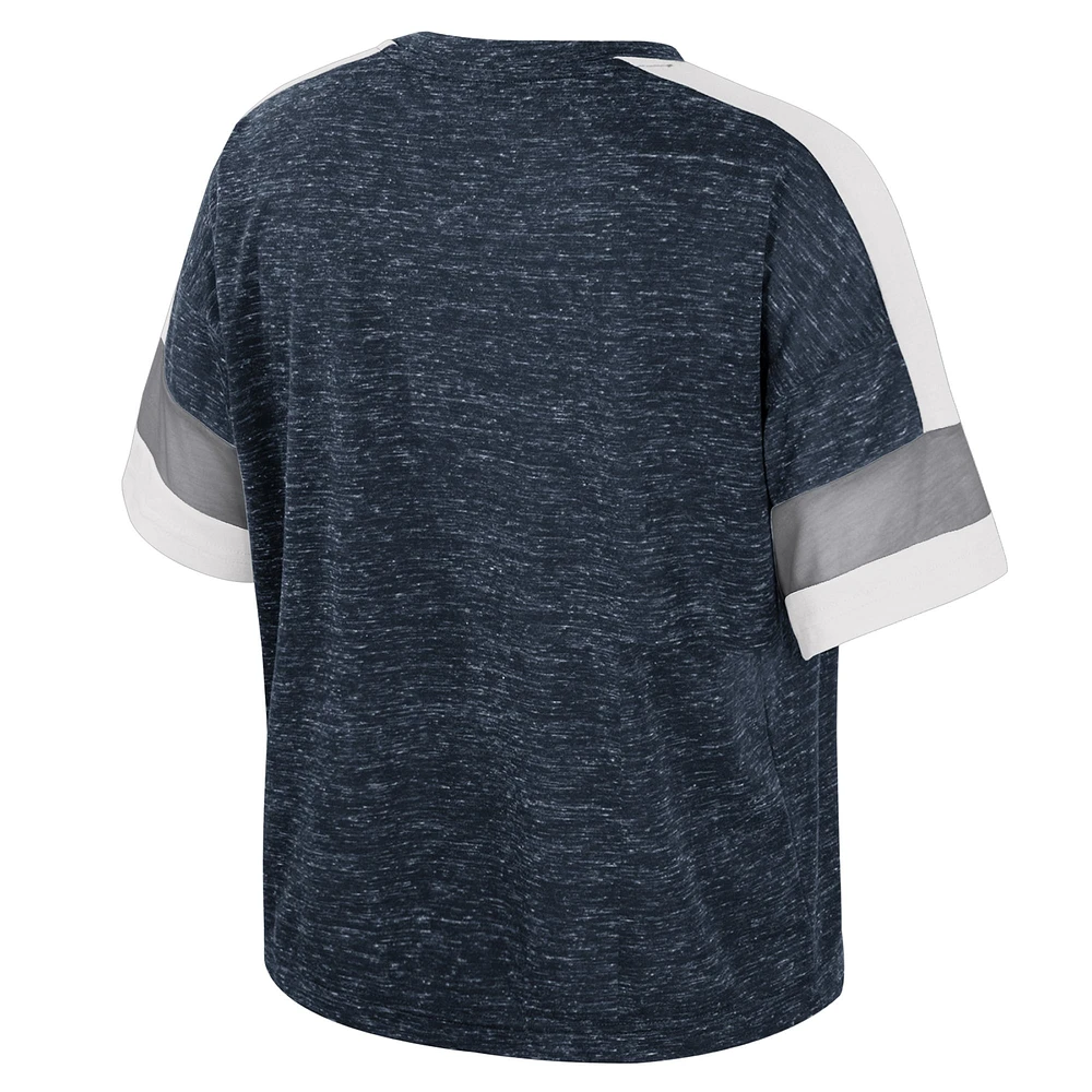 T-shirt à col rond et blocs de couleurs pour femme Colosseum Navy Penn State Nittany Lions