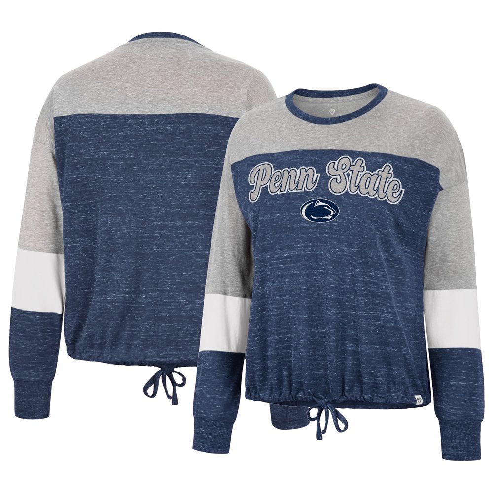 Women's Colosseum Navy Penn State Nittany Lions Joanna Tie Front Long Sleeve T-Shirt