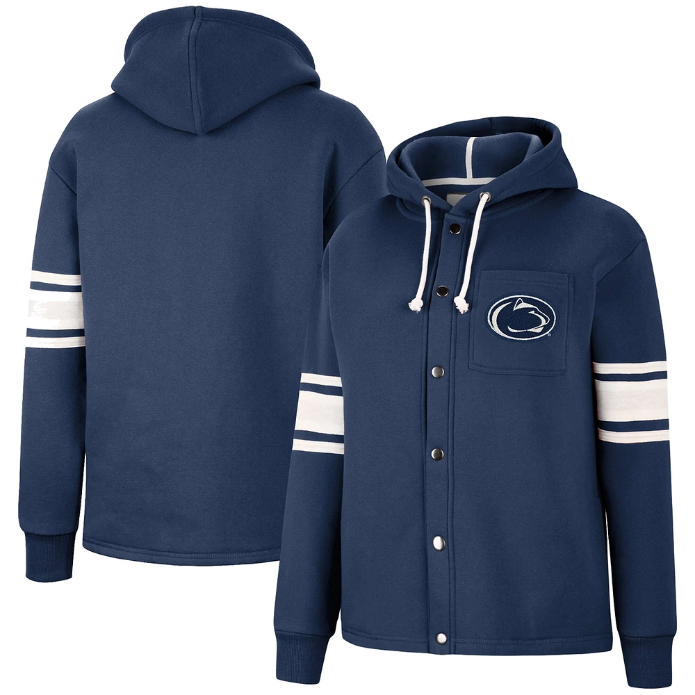 Veste à capuche rayée Colosseum Navy Penn State Nittany Lions Mia pour femme