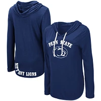 Women's Colosseum Navy Penn State Nittany Lions My Lover Lightweight Hooded Long Sleeve T-Shirt