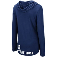 Women's Colosseum Navy Penn State Nittany Lions My Lover Lightweight Hooded Long Sleeve T-Shirt