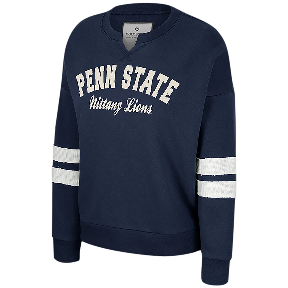 Sweat-shirt Colosseum Navy Penn State Nittany Lions Perfect Date à col cranté pour femme