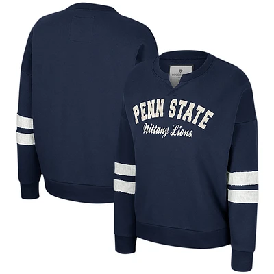 Sweat-shirt Colosseum Navy Penn State Nittany Lions Perfect Date à col cranté pour femme