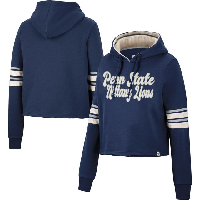 Sweat à capuche court Colosseum Navy Penn State Nittany Lions rétro pour femme