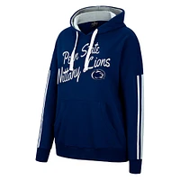 Colosseum Navy Penn State Nittany Lions Serena Sweat à capuche rayé manches surdimensionnées pour femme