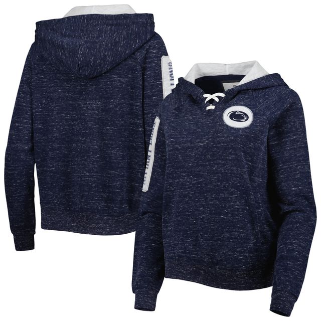 Colosseum Navy Penn State Nittany Lions The Devil Speckle Lace-Placket Raglan Sweat à capuche pour femme