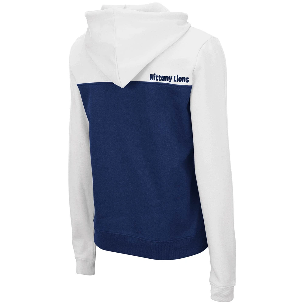 Women's Colosseum White/Navy Penn State Nittany Lions Aidan Lightweight Half-Zip Hoodie