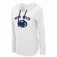 Women's Colosseum White Penn State Nittany Lions My Lover Lightweight Hooded Long Sleeve T-Shirt