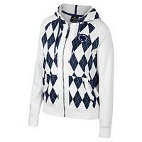 Women's Colosseum White Penn State Nittany Lions The Dealio Argyle Full-Zip Jacket