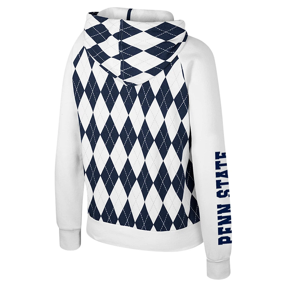 Women's Colosseum White Penn State Nittany Lions The Dealio Argyle Full-Zip Jacket