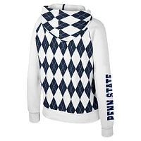 Women's Colosseum White Penn State Nittany Lions The Dealio Argyle Full-Zip Jacket