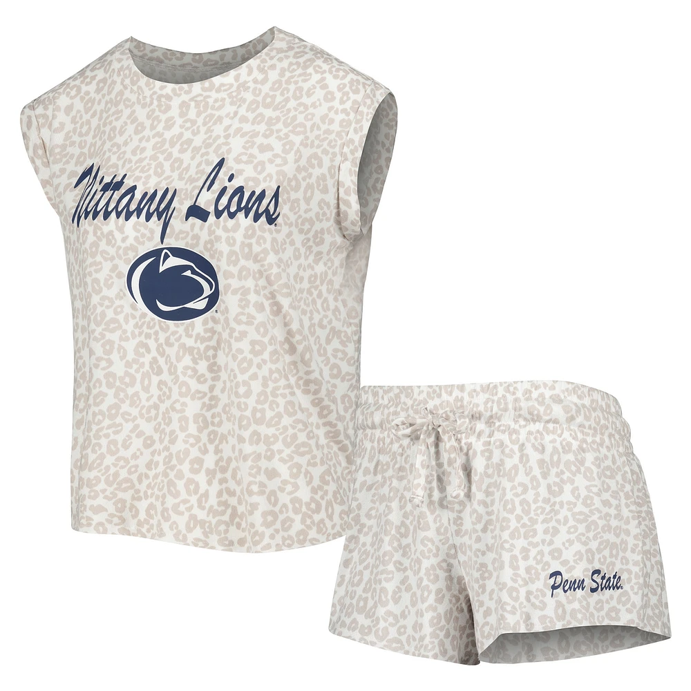 Women's Concepts Sport  Cream Penn State Nittany Lions Montana T-Shirt & Shorts Sleep Set