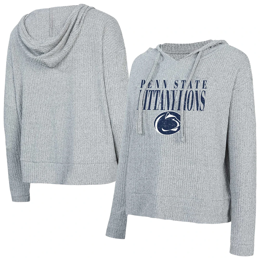 Women's Concepts Sport Heather Gray Penn State Nittany Lions Juniper Soft Modest Cropped Long Sleeve Hoodie T-Shirt