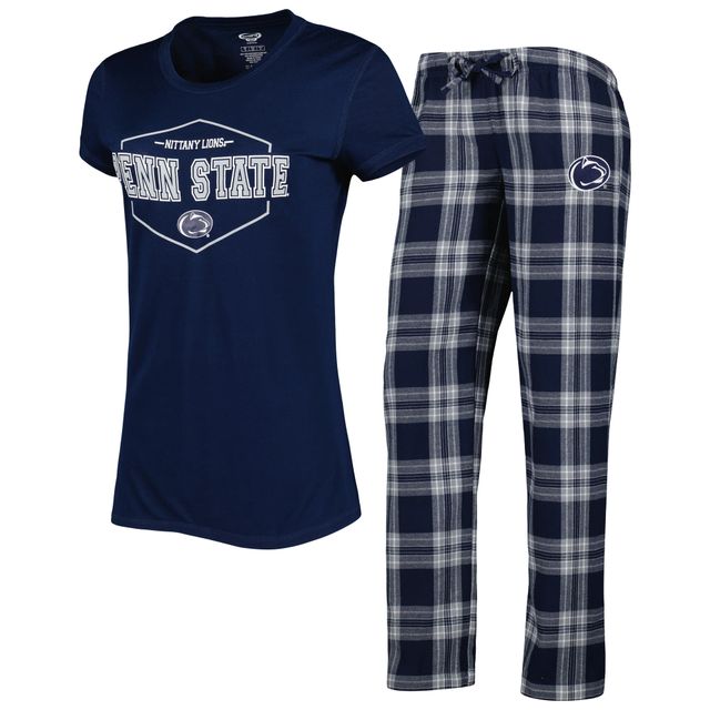 Concepts Sport pour femme Bleu marine/gris Penn State Nittany Lions Badge T-shirt et pantalon en flanelle Ensemble de nuit