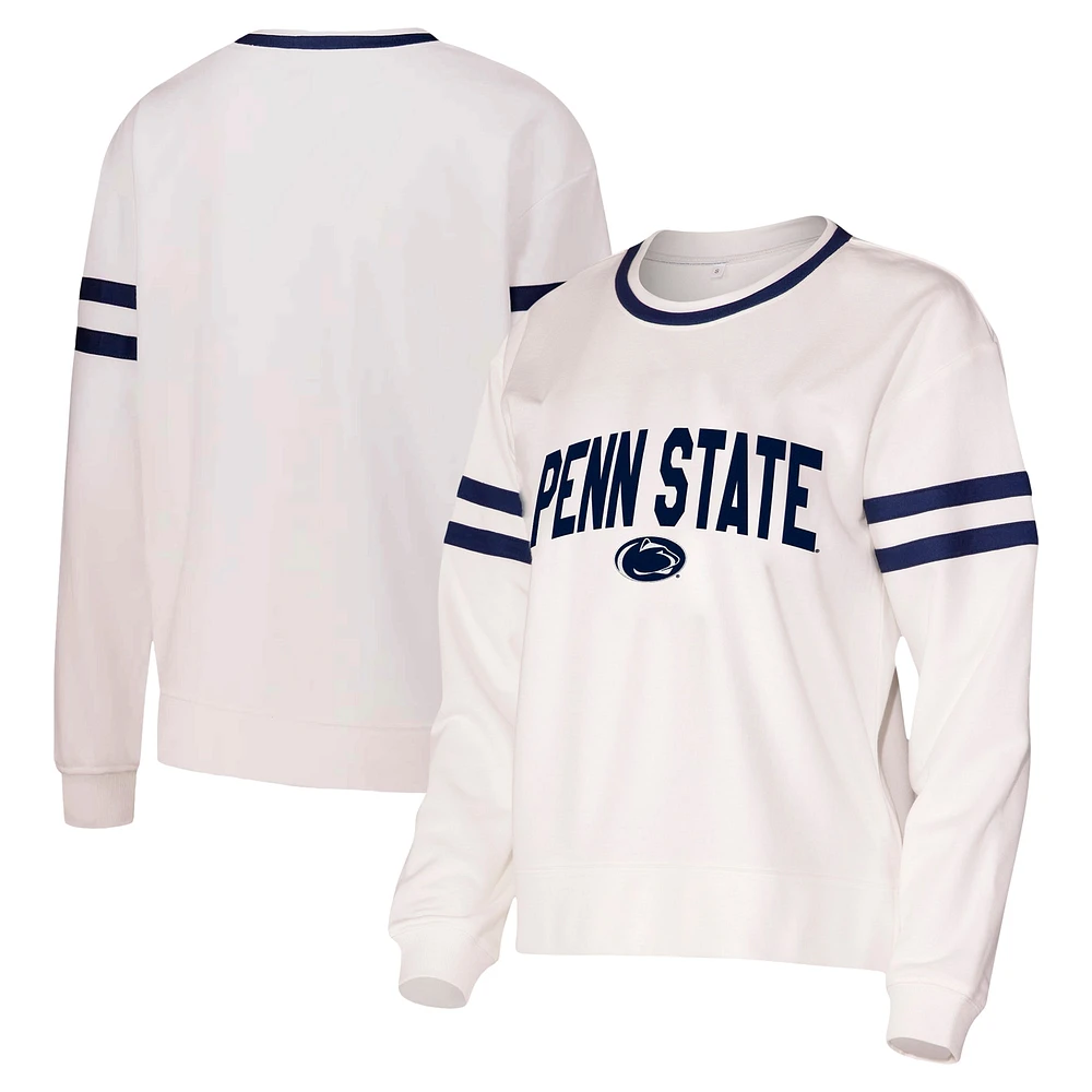 T-shirt à manches longues en molleton français Penn State Nittany Lions Borough pour femme Concepts Sport White