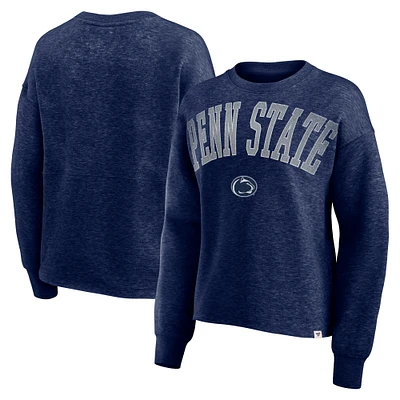 Women's Fanatics Heather Navy Penn State Nittany Lions Heritage Oversized Tradition Fleece Sweatshirt