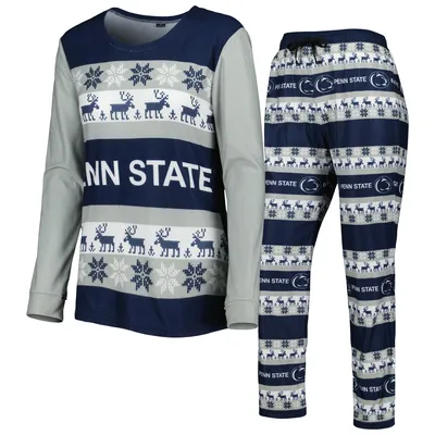 Penn State Nittany Lions FOCO Ugly Long Sleeve T-Shirt & Pajama Pants Sleep Set - Navy