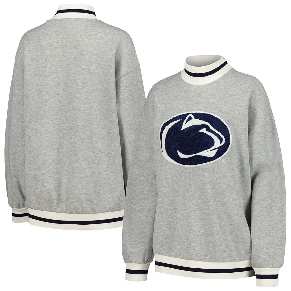 Women's Gameday Couture Ash Penn State Nittany Lions It To Win Sporty Mock Neck Pullover Sweatshirt