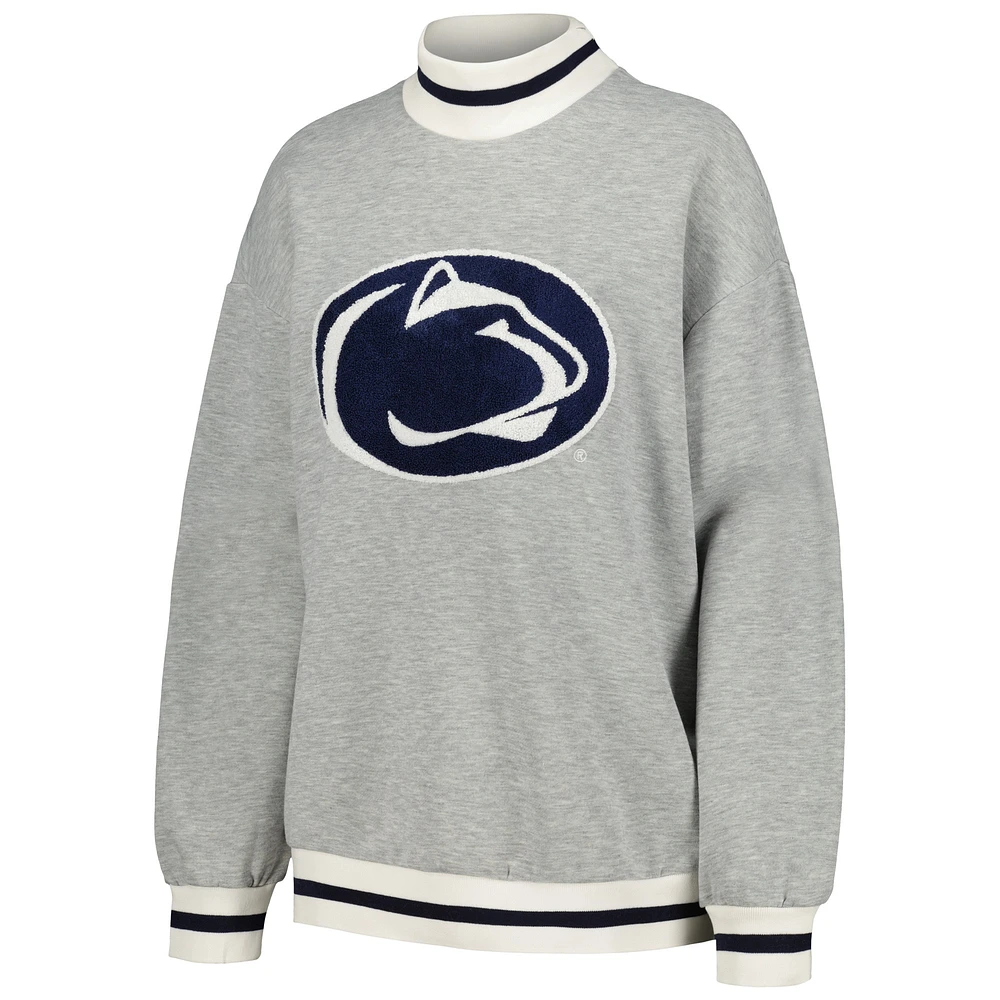 Women's Gameday Couture Ash Penn State Nittany Lions It To Win Sporty Mock Neck Pullover Sweatshirt