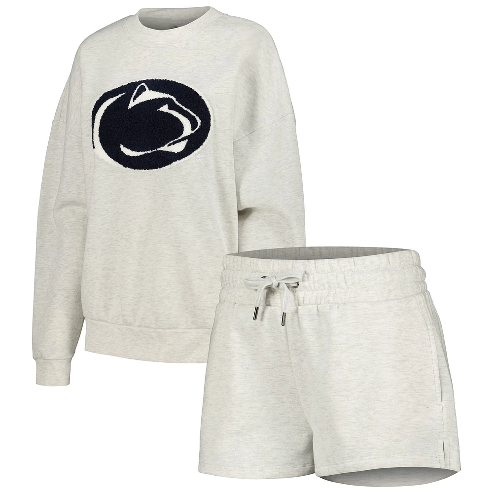 Gameday Couture Ash Penn State Nittany Lions Team Effort Sweat-shirt et short pour femme