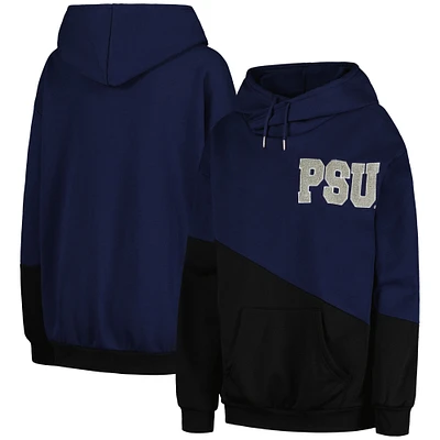 Sweat à capuche Gameday Couture pour femmes, bleu marine/noir, Penn State Nittany Lions Matchmaker Diagonal Cowl