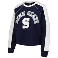 Women's Gameday Couture Navy Penn State Nittany Lions Blindside Raglan Cropped Pullover Sweatshirt