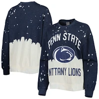 Gameday Couture Navy Penn State Nittany Lions Twice As Nice Délavé Dip-Dye Pull à manches longues pour femme