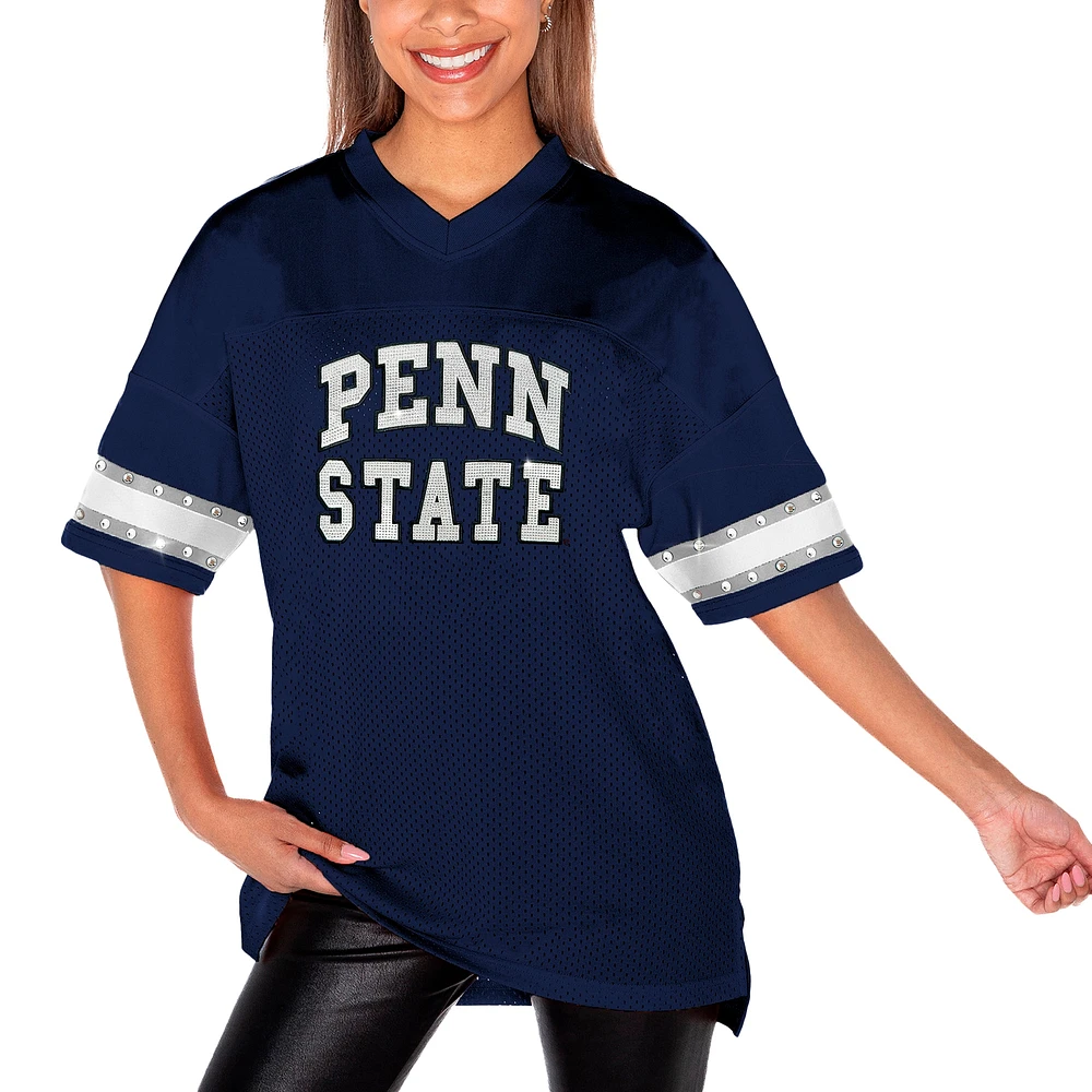 Women's Gameday Couture Navy Penn State Nittany Lions Until Kickoff Rhinestone Fashion T-Shirt