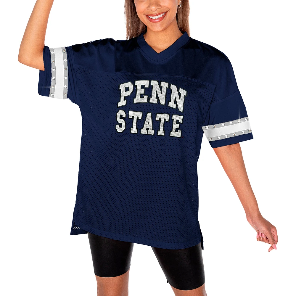 Women's Gameday Couture Navy Penn State Nittany Lions Until Kickoff Rhinestone Fashion T-Shirt