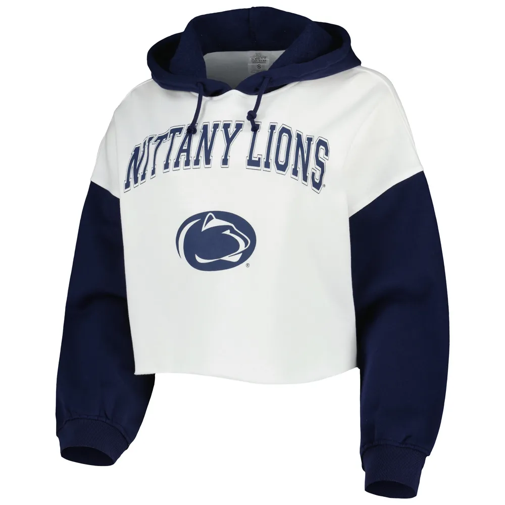 Women's Navy Penn State Nittany Lions Plus Size Color-Block Pullover Hoodie