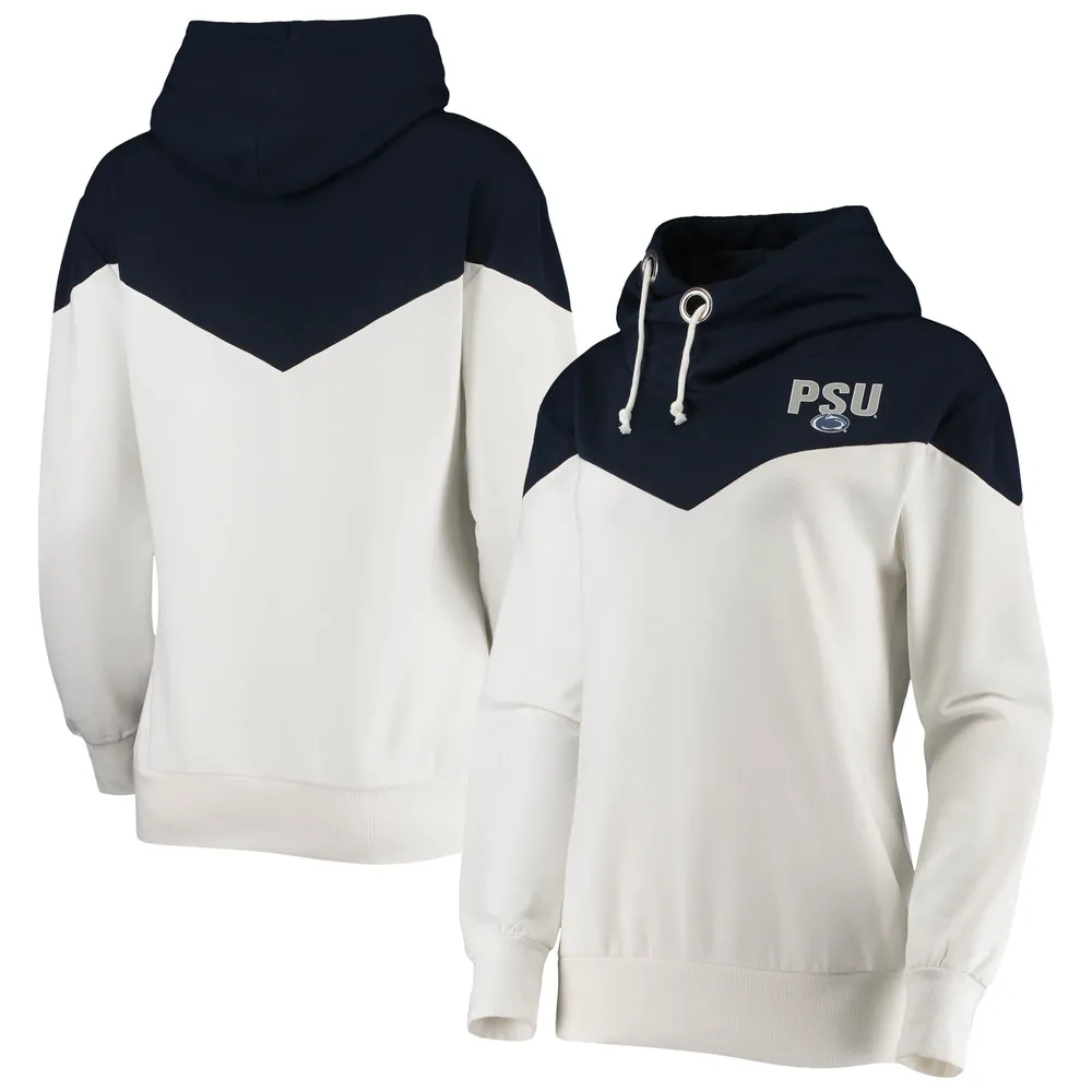 Women's Navy Penn State Nittany Lions Plus Size Color-Block Pullover Hoodie