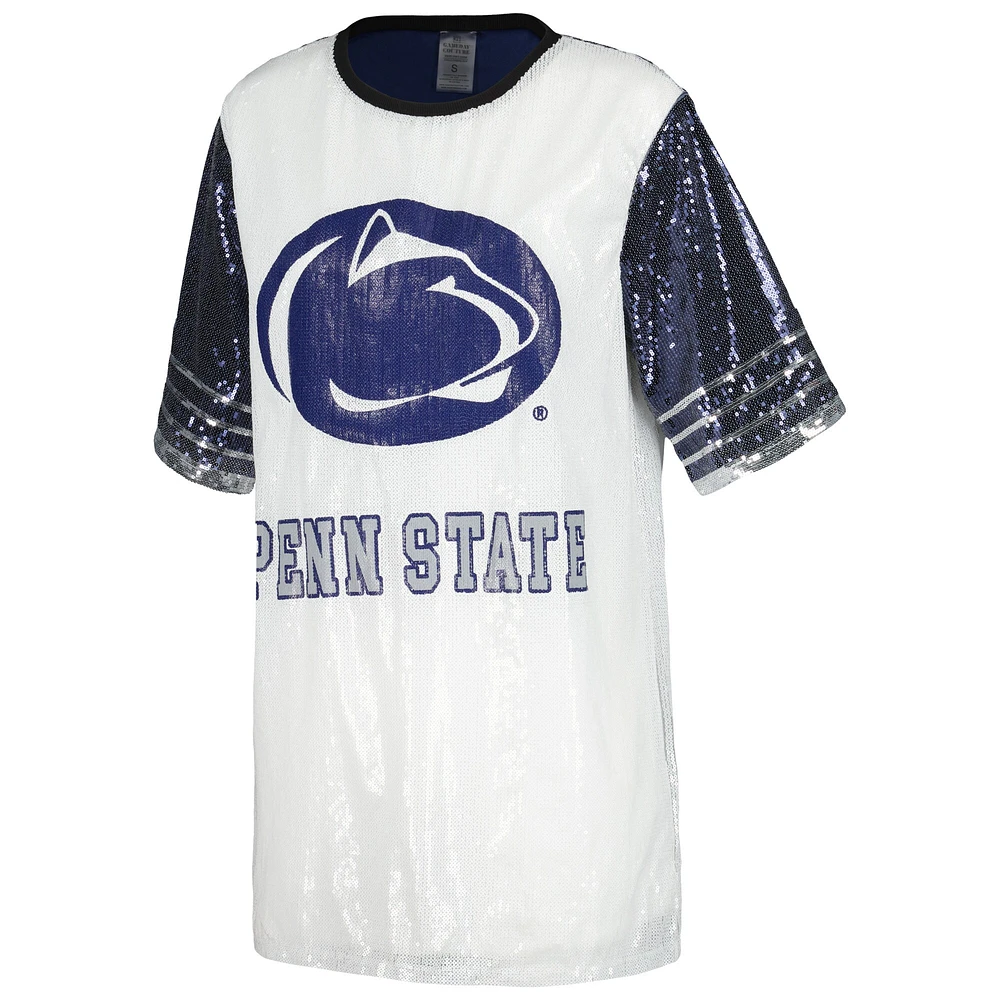 Robe blanche en jersey à sequins chic Gameday Couture Penn State Nittany Lions pour femmes