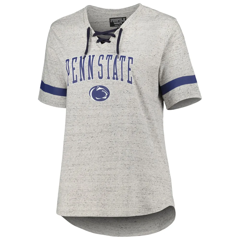 T-shirt à lacets Penn State Nittany Lions gris chiné pour femme