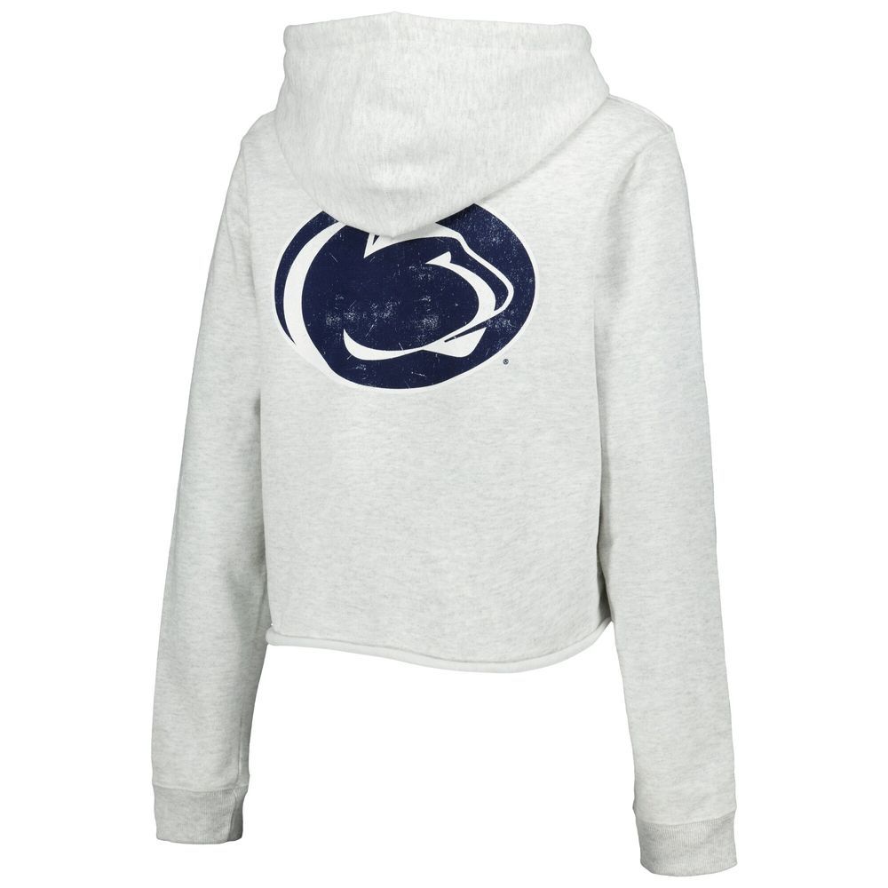 Women's League Collegiate Wear Ash Penn State Nittany Lions 2-Hit 1636 Cropped Pullover Hoodie