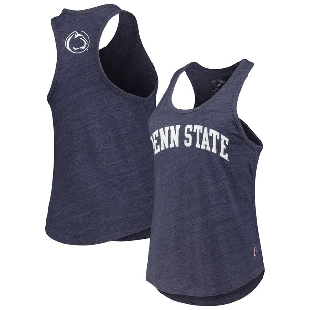 League Collegiate Wear pour femmes Heather Navy Penn State Nittany Lions Two-Hit Intramural Tri-Blend Scoop Neck Racerback Tank Top