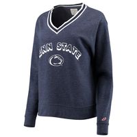 Women's League Collegiate Wear Heathered Navy Penn State Nittany Lions Victory Springs V-Neck Pullover Sweatshirt