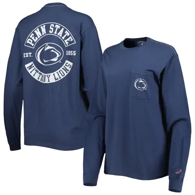 Penn State Nittany Lions League Collegiate Wear Women's Oversized Pocket Long Sleeve T-Shirt - Navy