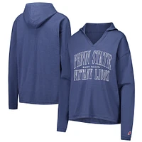 Women's League Collegiate Wear Navy Penn State Nittany Lions Slub Long Sleeve V-Neck Hoodie T-Shirt