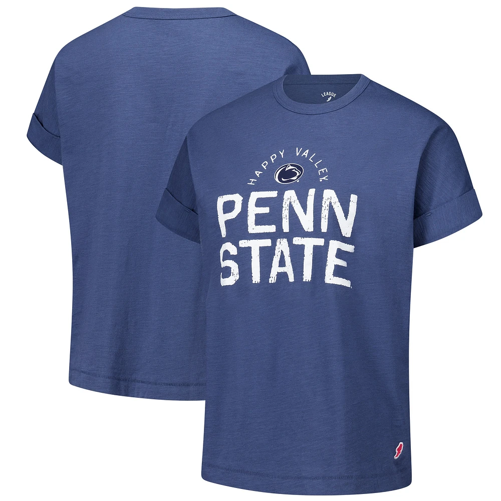 T-shirt à revers roulé bleu marine Penn State Nittany Lions pour femme